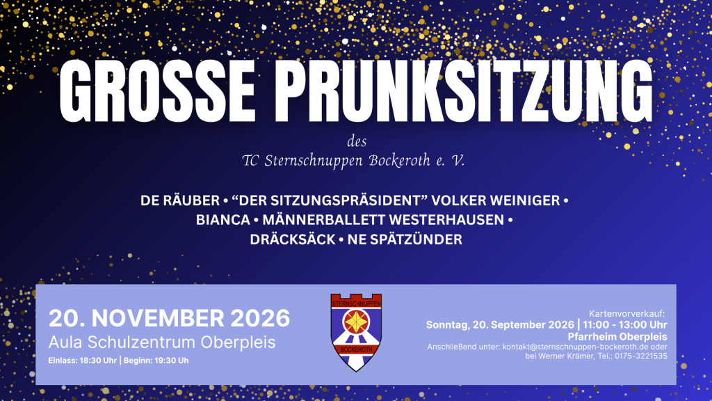 Plakat Große Prunksitzung 2026 des TC Sternschnuppen Bockeroth